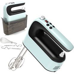  9-Speed Digital Hand Mixer Electric, 400W Powerful DC Motor, Baking Mixer Handheld with Snap-On Storage Case, Touch Button, Turbo Boost, 5 Stainless 