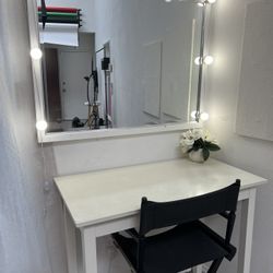 Hair and Makeup Chair, Table And Flower 