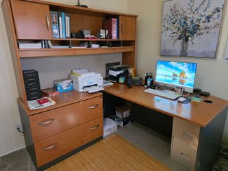 Office Desk and Bookshelves