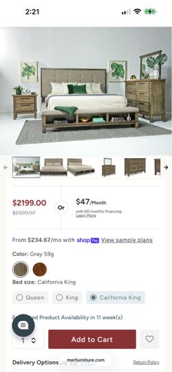Cal king bed frame with bench