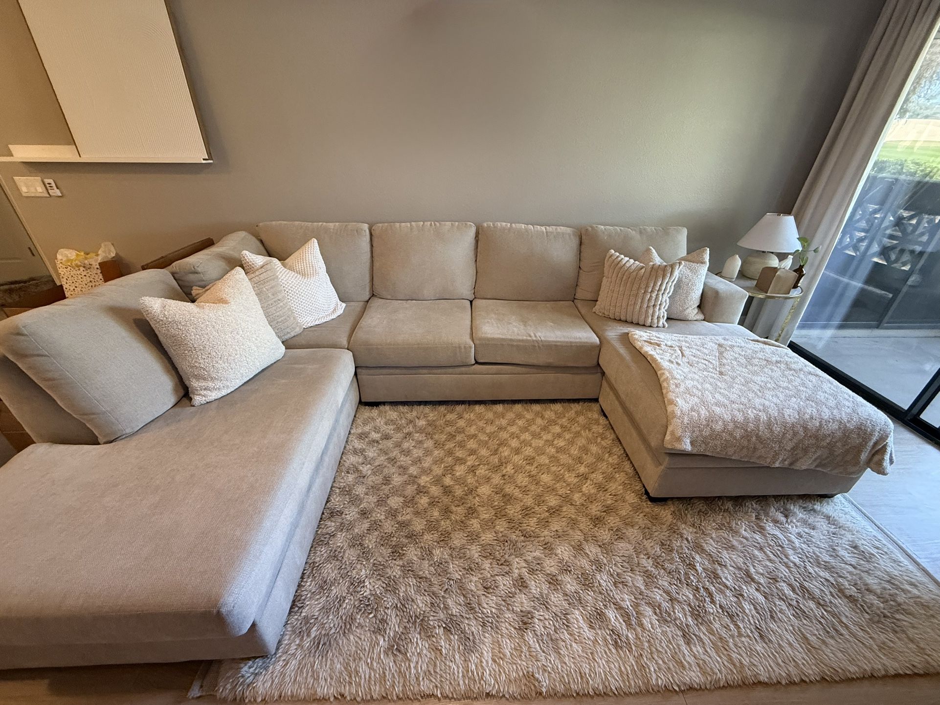 Living Spaces Bone/Beige Sectional 