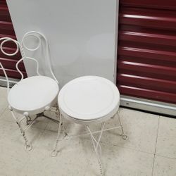 Vintage Metal Child's Ice Cream Parlor Table And Chair