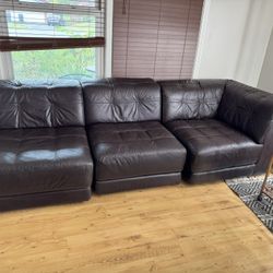 Section Leather Couch Fair to Good Condition