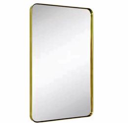 24 in. W x 36 in. H Rectangular Stainless Steel Framed Wall Mounted Bathroom Vanity Mirror