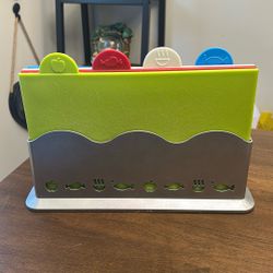 Color Coded Cutting Boards Set with Holder for Kitchen Plastic Dishwasher Safe