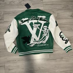 ✨ New Louis Vuitton Varsity Leather green Jacket