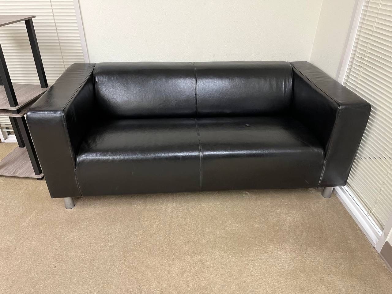 Black Faux Leather Couch About 7 Feet Long