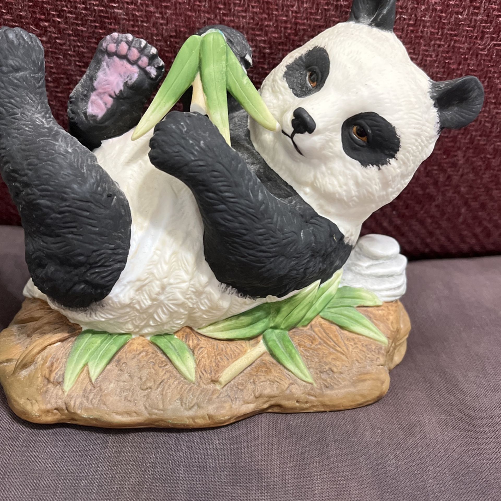 Vintage Porcelain Panda 🐼 Eating Bamboo~Andrea By Sadek