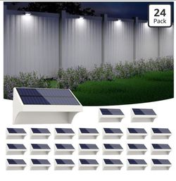 Luces de valla para exteriores, paquete de 24 luces solares LED impermeables con batería de 1500 mAh
