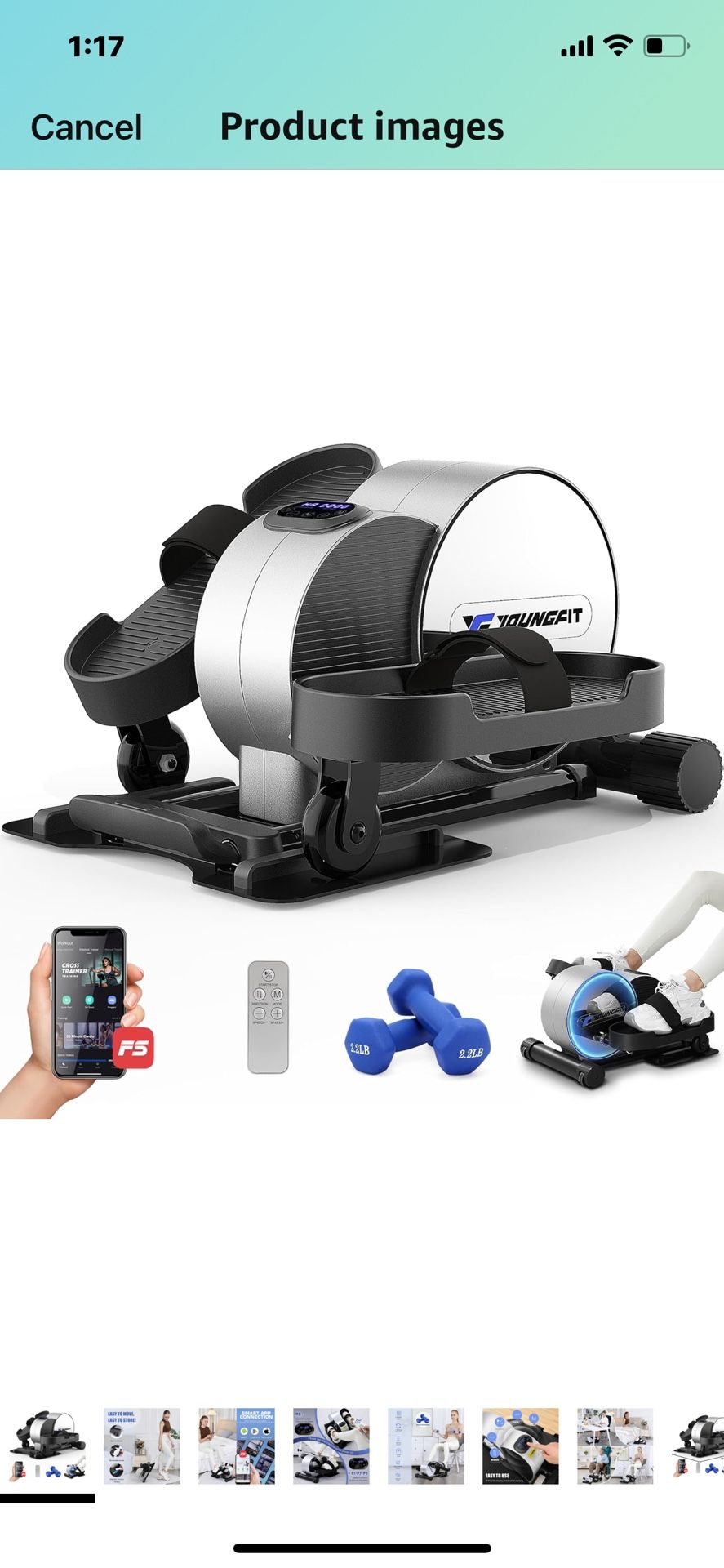 YOUNGFIT Under Desk Elliptical, Ellipse Leg Exerciser While Sitting for Seniors, Electric Seated Pedal Exerciser with Fitness APP, Remote Control, Qui