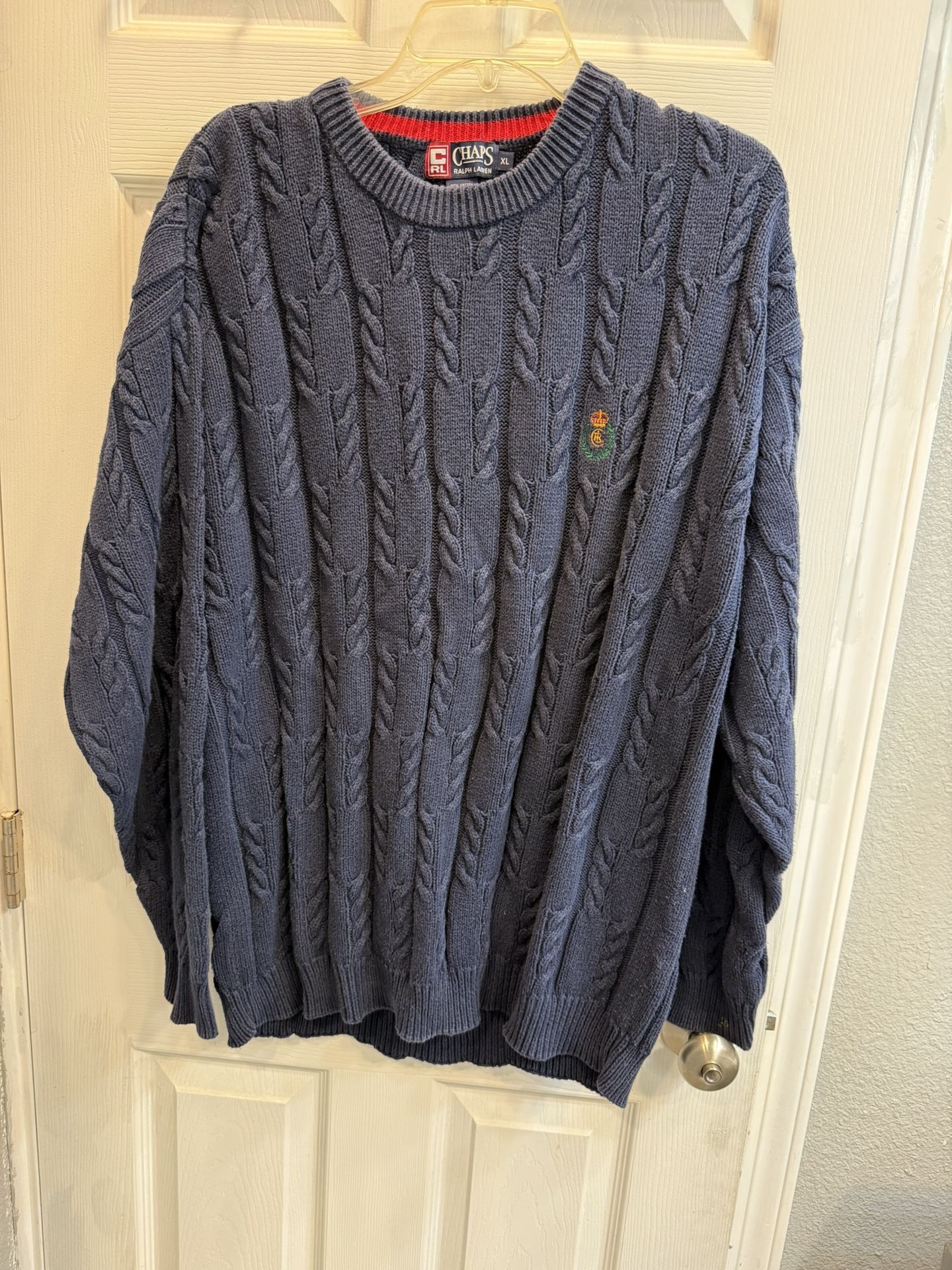 Navy Blue Chaps Ralph Lauren Cabled Men Sweater