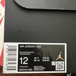 Air Jordan 1 Mid  Size 12 