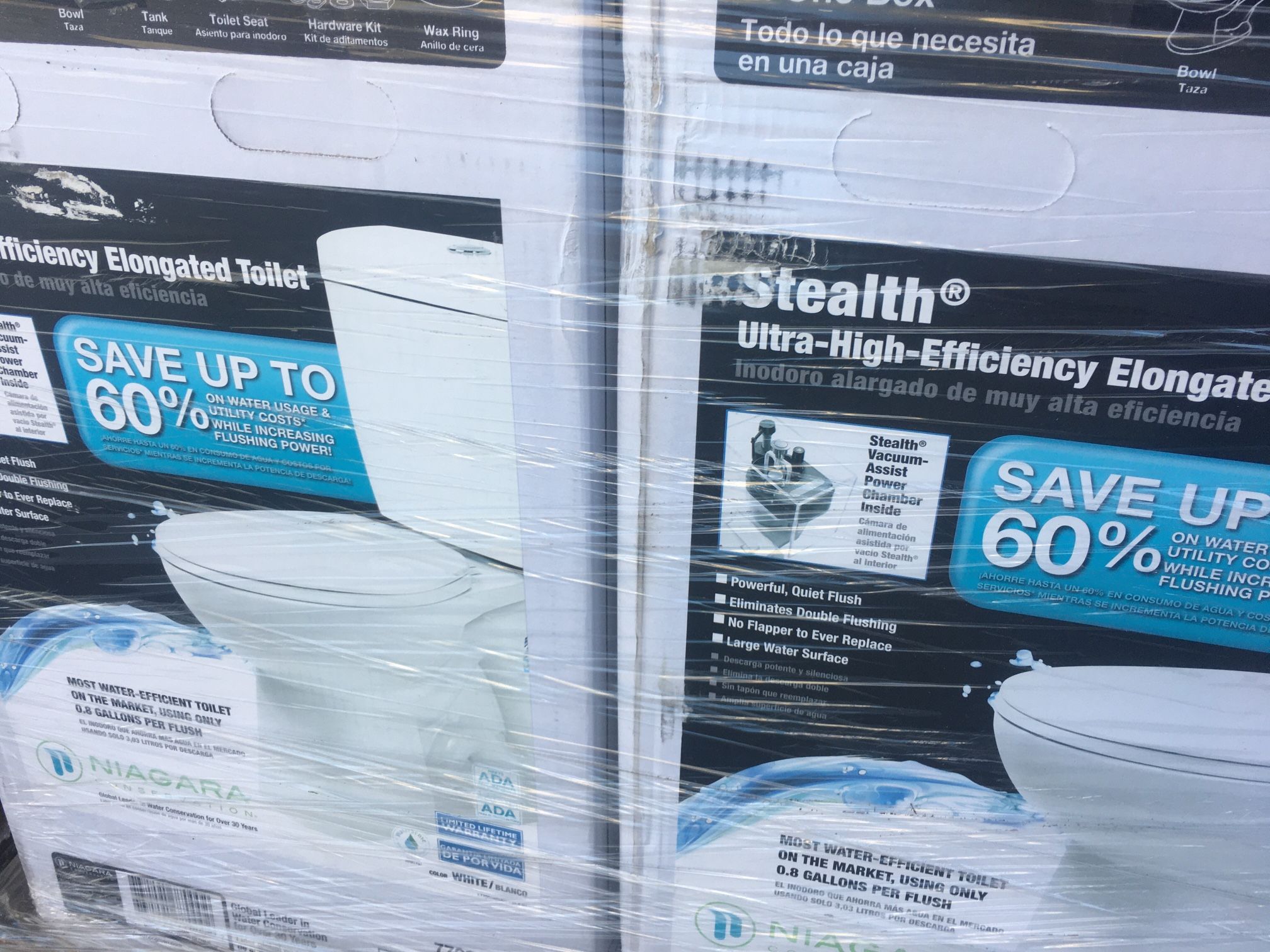 Niagara Stealth 2-Piece 0.8 GPF Ultra-High-Efficiency Single Flush Elongated Toilet Featuring Stealth Technology in White