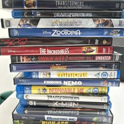Disney/Minions/Transformers Blue Ray Movies