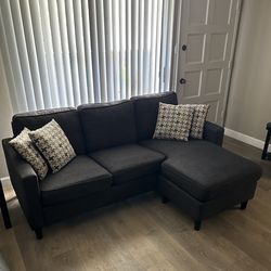 Fabric Sofa with Reversible Chaise | Track Arms