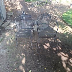 Two Wrought Iron Patio Chairs