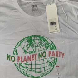 Size Medium - Levi’s T-Shirt Strauss And Co “No Planet No Party” White Green NWT