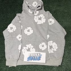 Grey Denim Tear Hoodie