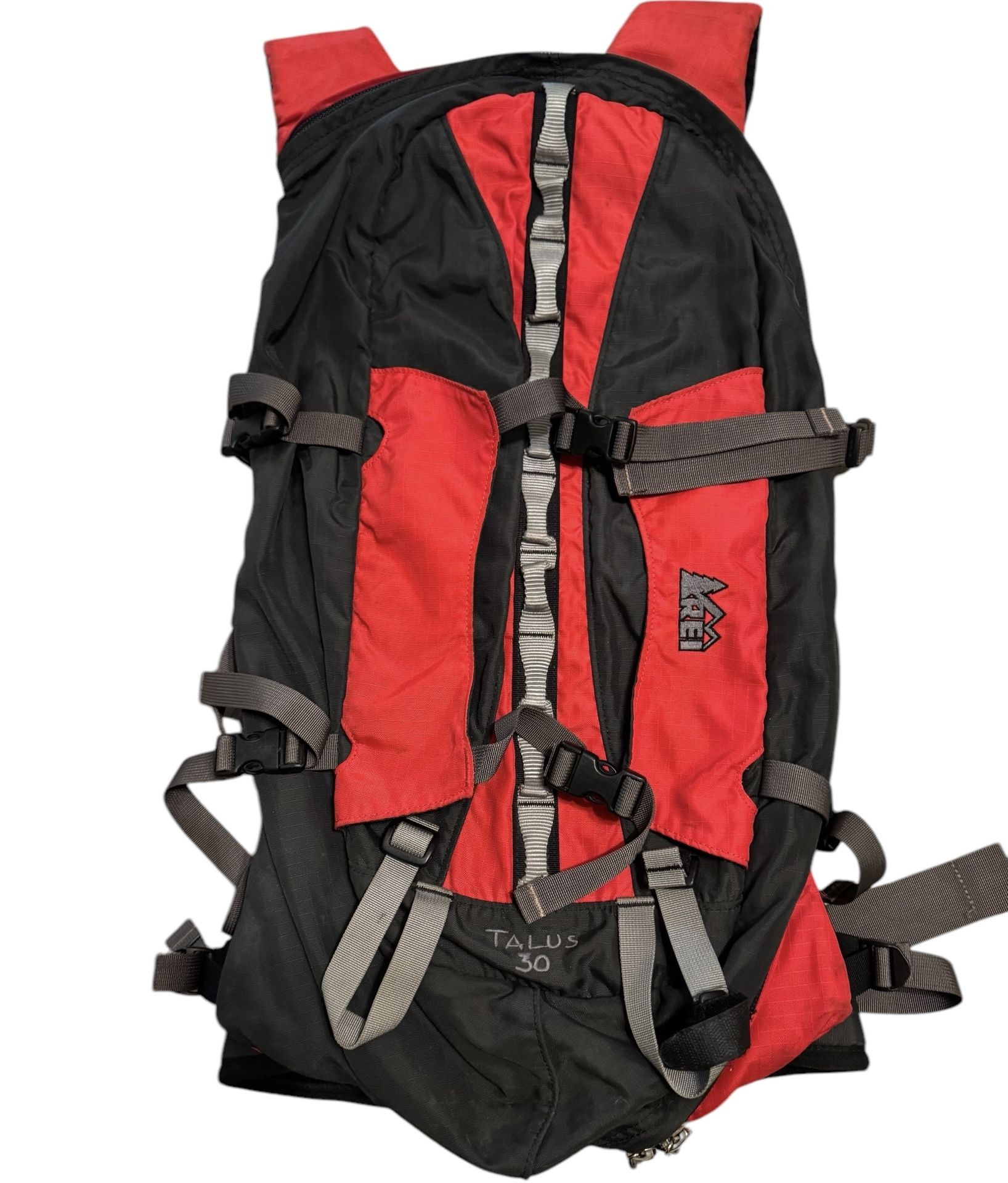 REI Red & Gray TALUS 30 Climbing Camping Skiing Internal Frame Backpack Sz L