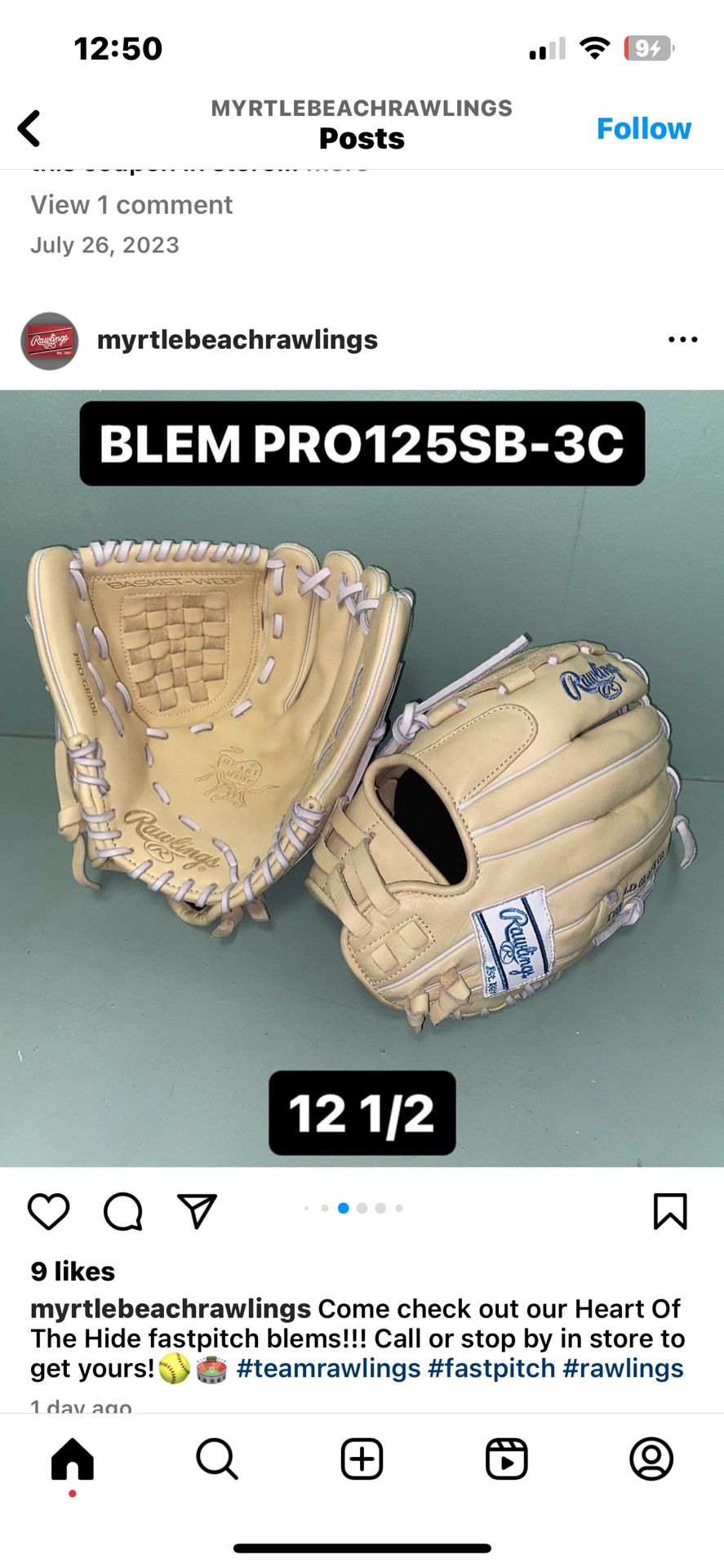 RAWLINGS HEART OF THE HIDE GLOVE 12 1/2INCH