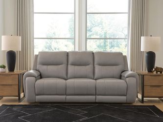 Real Moments Ash Power Reclining Sofa with Audio Seating (Online Special Price)