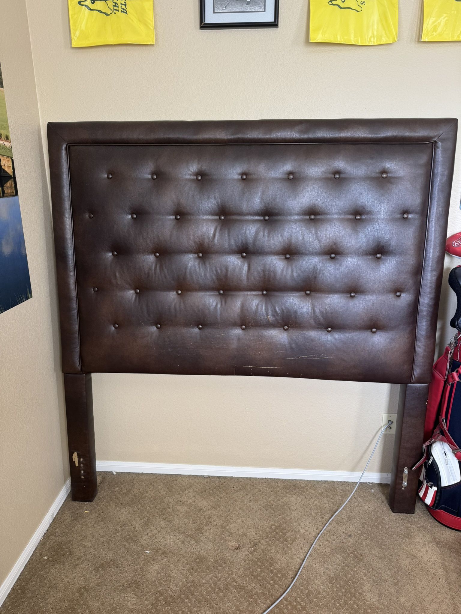 Queen Size Bed Frame and Box Spring - Brown 