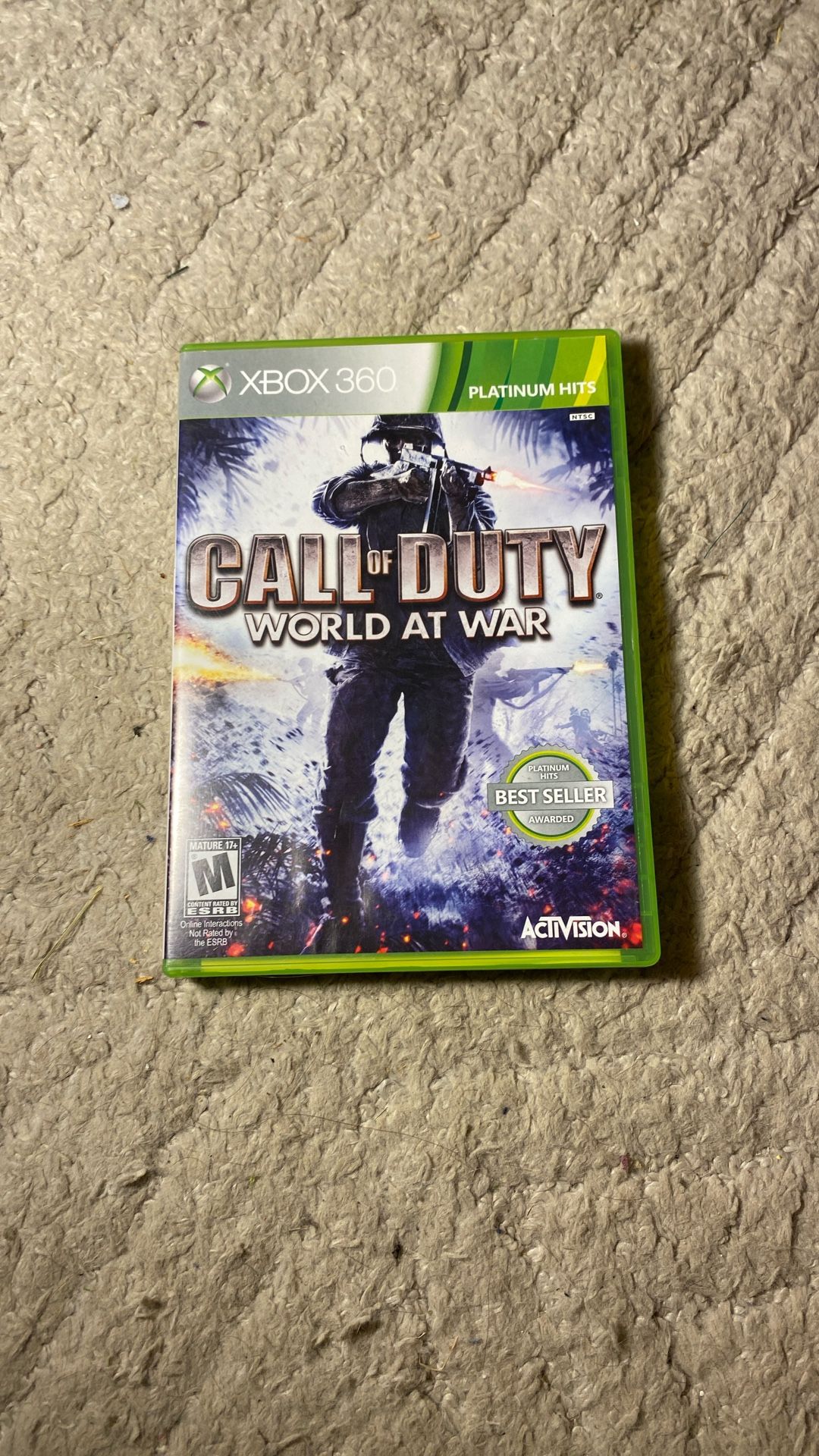 Microsoft Xbox 360 Call of Duty World at War Mature 17+ Video Game