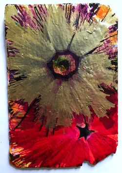 Slate original painting artwork floral alcohol ink ready to mount home decor wall hanging