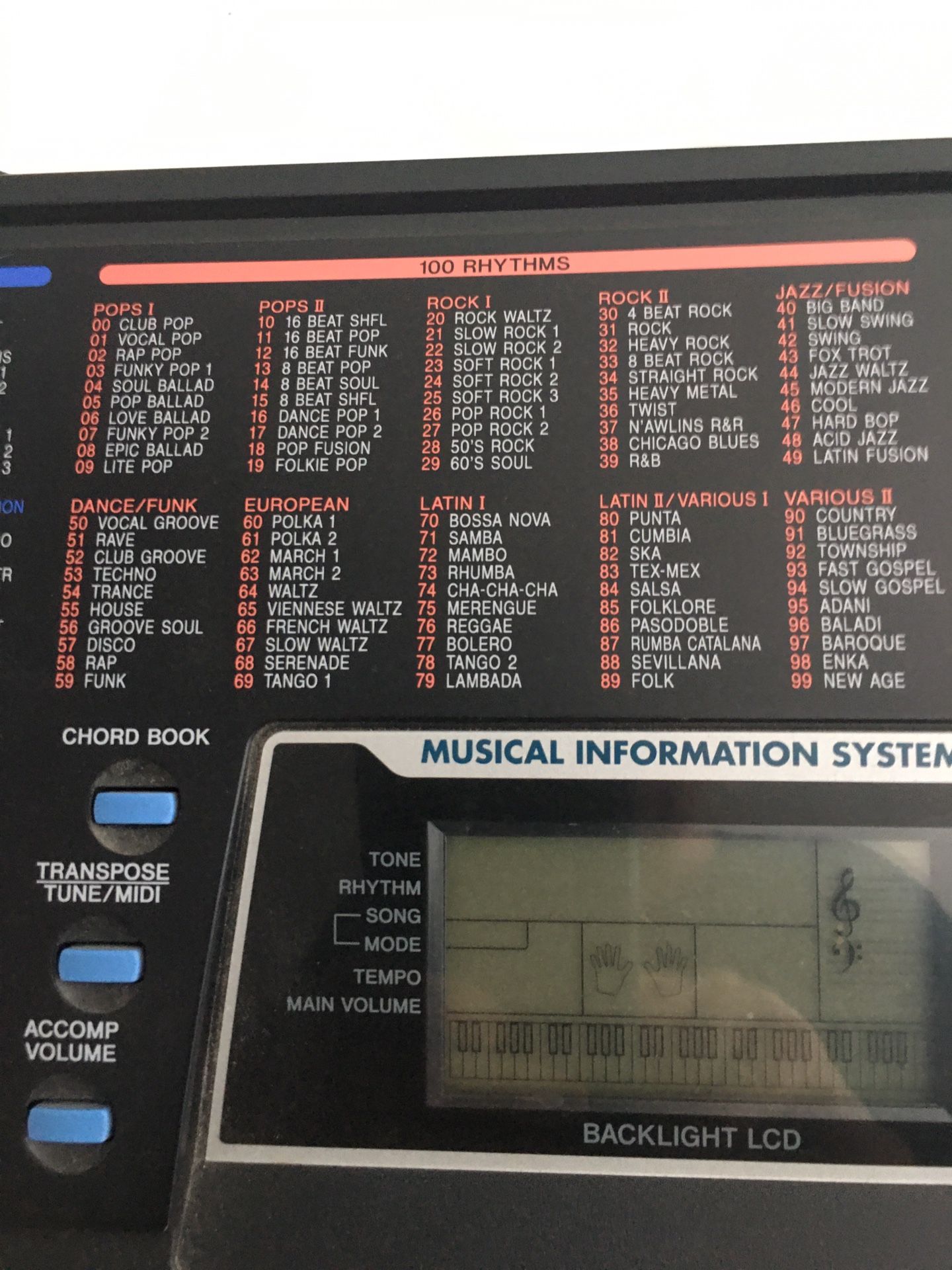 Keyboard Synthesizer Optimus Concertmate 980 Electronic 100 Tone for
