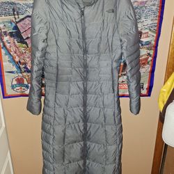 North Face Metropolis II Parka Jacket Size small Women Gray Full Zip Hooded Goose Down $95