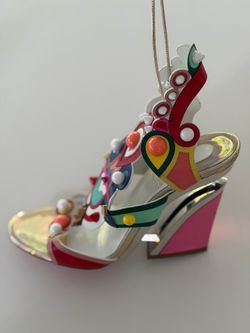 Christian Louboutin Multicolor Lace-Up Studded Wedge Open Toe Sandals EU 37 US 6  AUTHENTIC   NO BOX