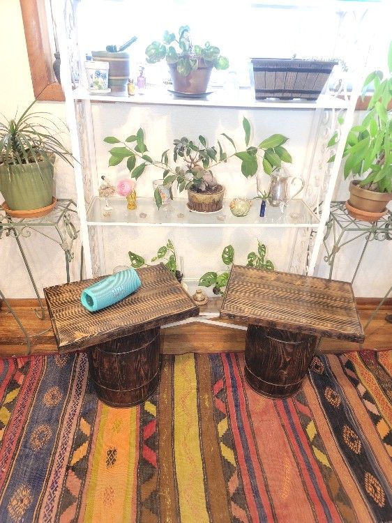 VTG Nail Keg End Tables