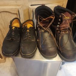 Two Pairs Working Shoes Men Size 13-14 Steel Toe Boots