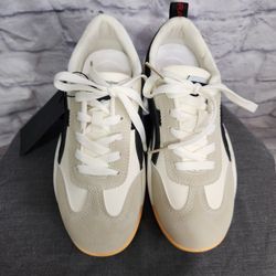 Womens De Florence Athletic Sneakers With Lace-Up Closure Beige & Black Color Non-Slip Rubber Sole Casual Sports Shoes Size  35(us 5-5.5)
