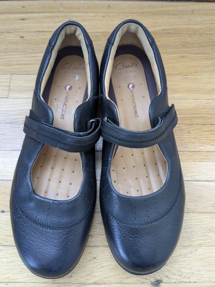 Black Leather Clarks