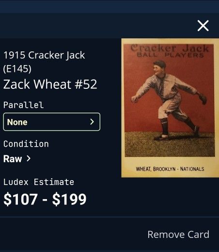 1915 Cracker Jack Zack Wheat