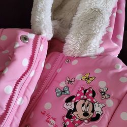 Disney Minnie Mouse Pink Polka-dot Puffer jacket size 2/3