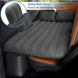 Inflatable Car Air Mattress, Back Seat Bed Mattress for Car Camping Travel with Air-Pump and 2 Pillows Air Bed fits Universal SUV Truck