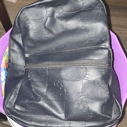 Hello Kitty Black Leather Mini Backpack