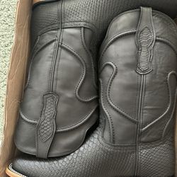 Matte Black Python- Square Toe Leather 