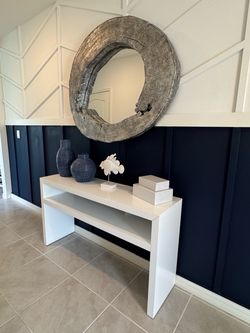 White sofa entryway table - Model home furniture