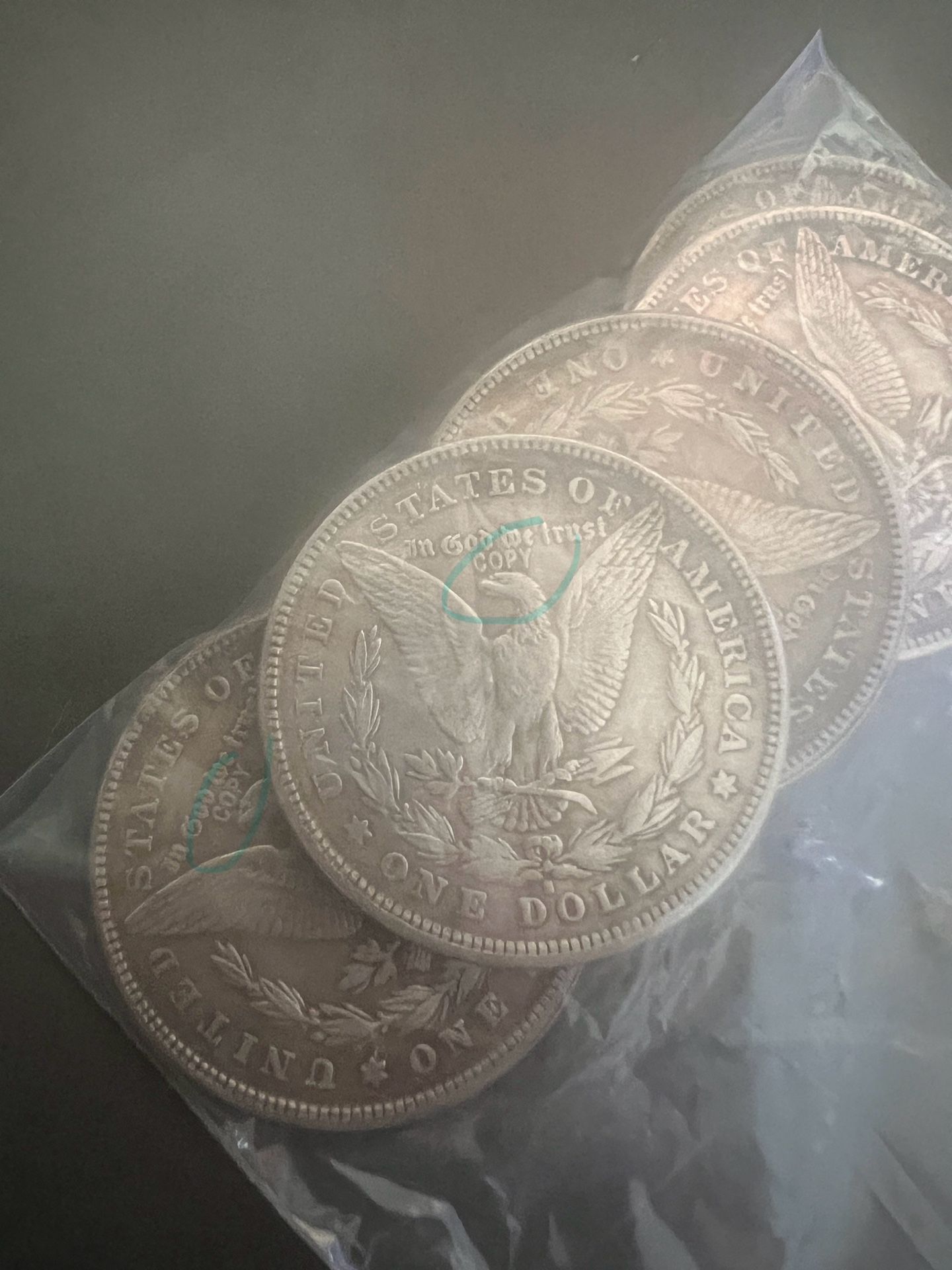 Lot Of 5 Morgan Silver Dollars (Replicas)