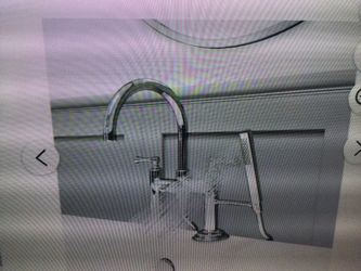 PFISTER TISBURY LG6-2TBD POLISHED NICKEL DECK MOUNTED TUB FILLER W/HAND SHOWER