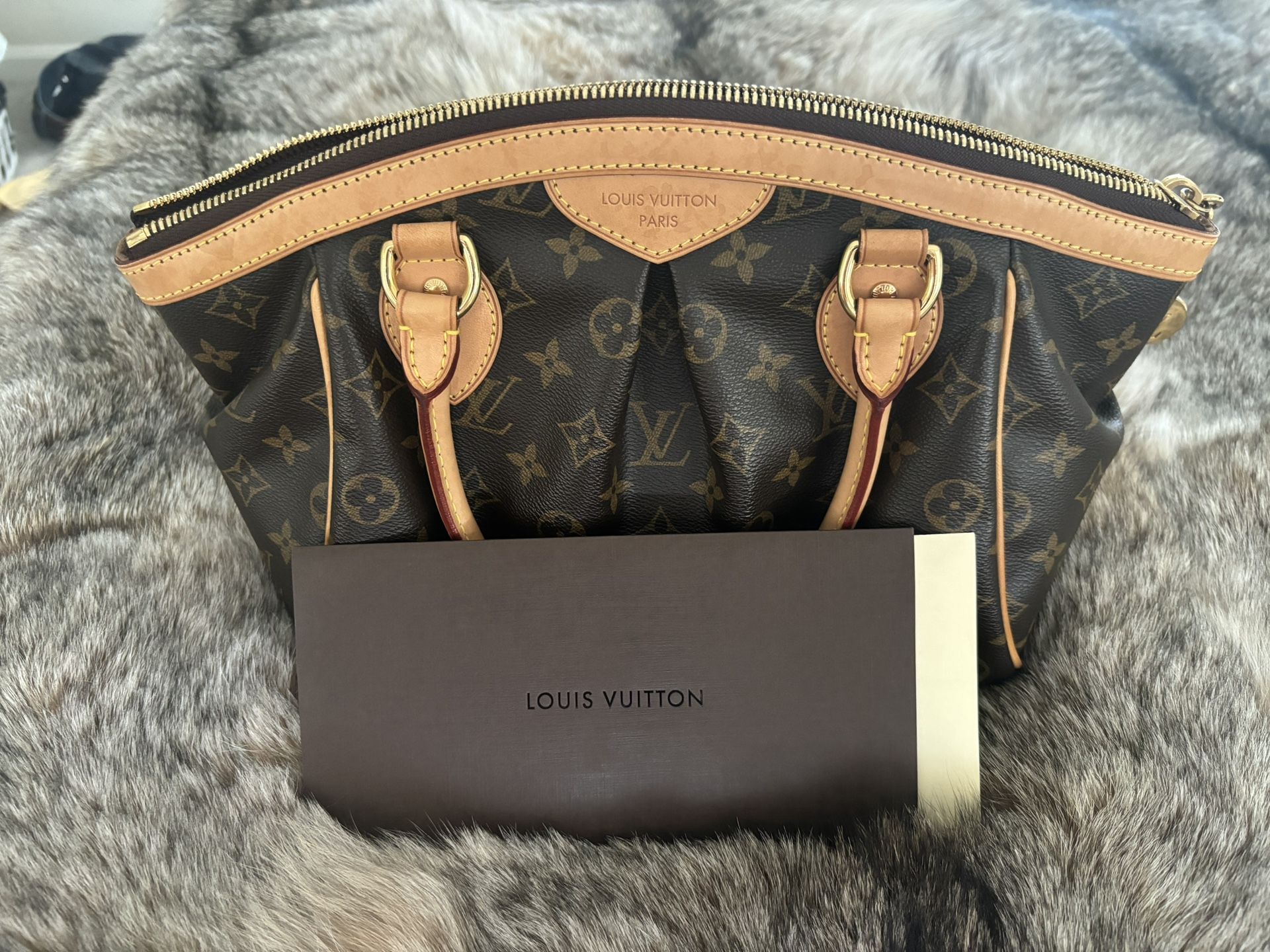 AUTHENTIC Louis Vuitton Tivoli Shoulder Bag PM Brown Canvas W/Receipt & Dust Bag