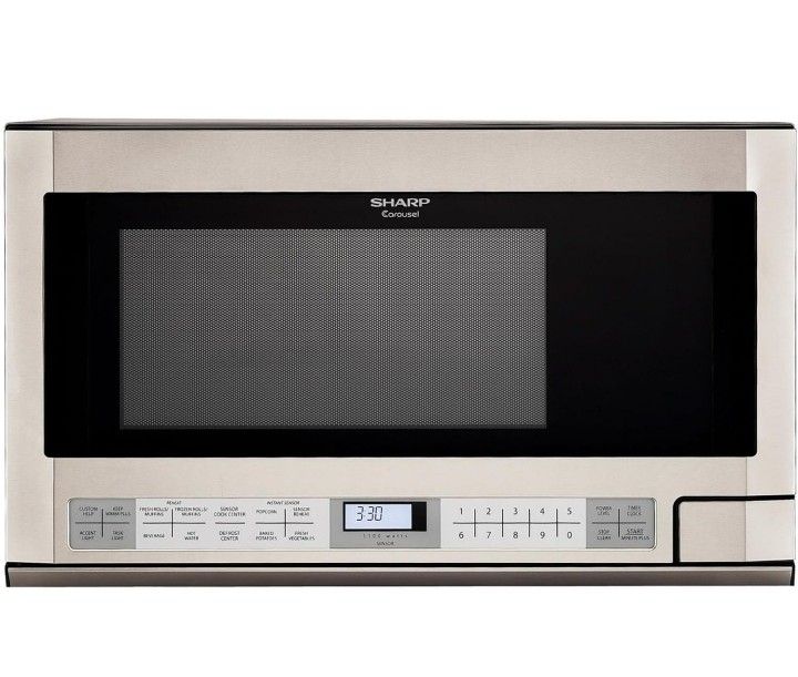 Sharp R-1214 1-1/2-Cubic Feet 1100-Watt Over-the-Counter Microwave, Stainless