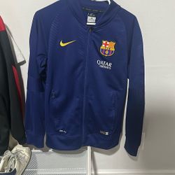 Blue FC Barcelona Retro Jacket Adult Small