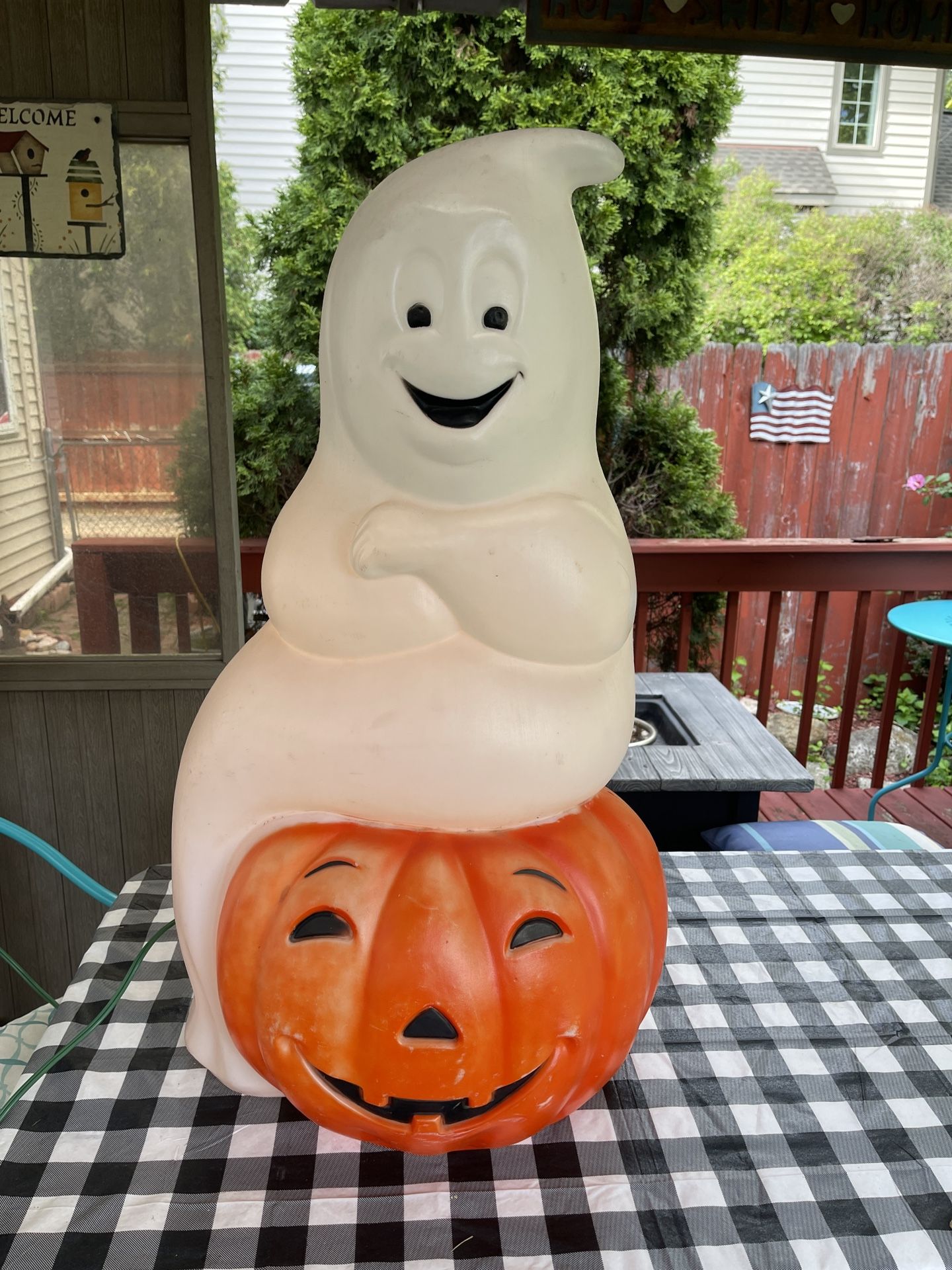 EMPIRE Blow Mold Ghost with Pumpkin