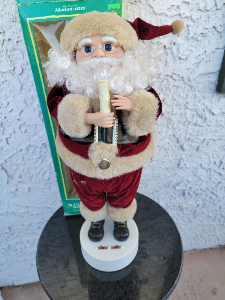 Vtg Animated SANTA CLAUS Lighted Musical Motion-ettes Original Box 18" Holiday 
