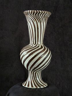 Ceramic Vase Brown White Stripe Pattern
