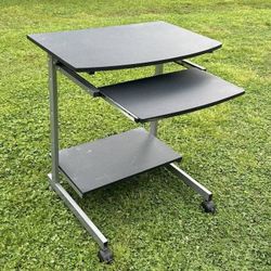 Small Space Computer Desk Rolling Cart With Storage